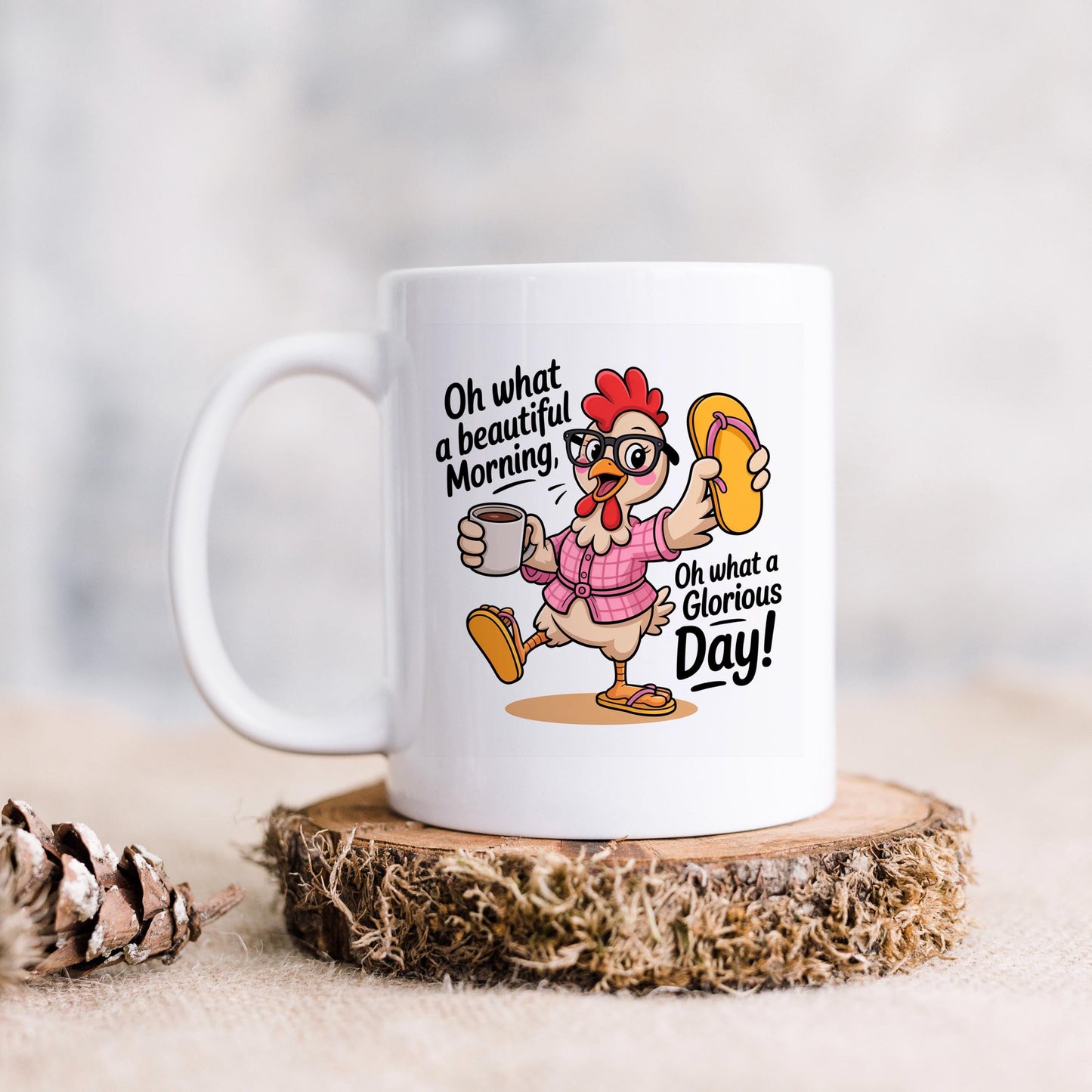 Funny Chicken Mug - Ceramic Coffee Mug, Microwave Safe Morning Cup Joyful Moose
