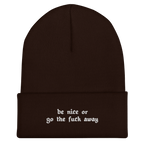 Be Nice Or... Cuffed Beanie Goth Cloth Co.