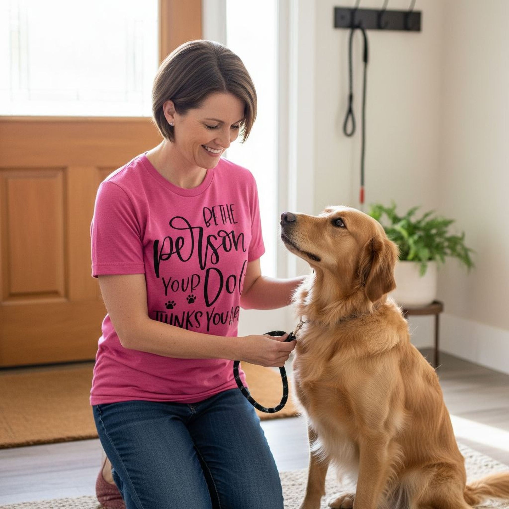 Dog Tshirt Be the person your dog thinks you are Bella Canvas Graphic Tee, Funny Dog shirts for women Joyful Moose