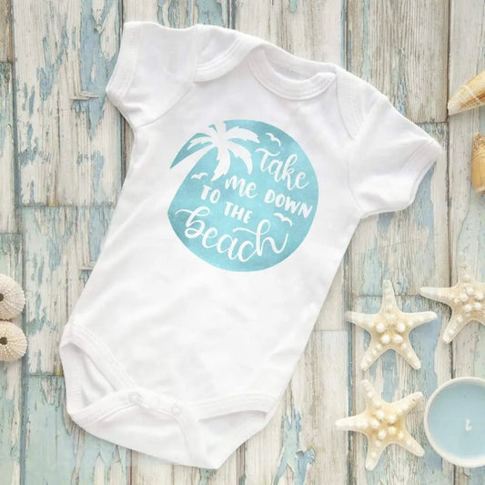 Beach Baby Gift - baby boy romper - Beach Baby Romper Bodysuit Joyful Moose