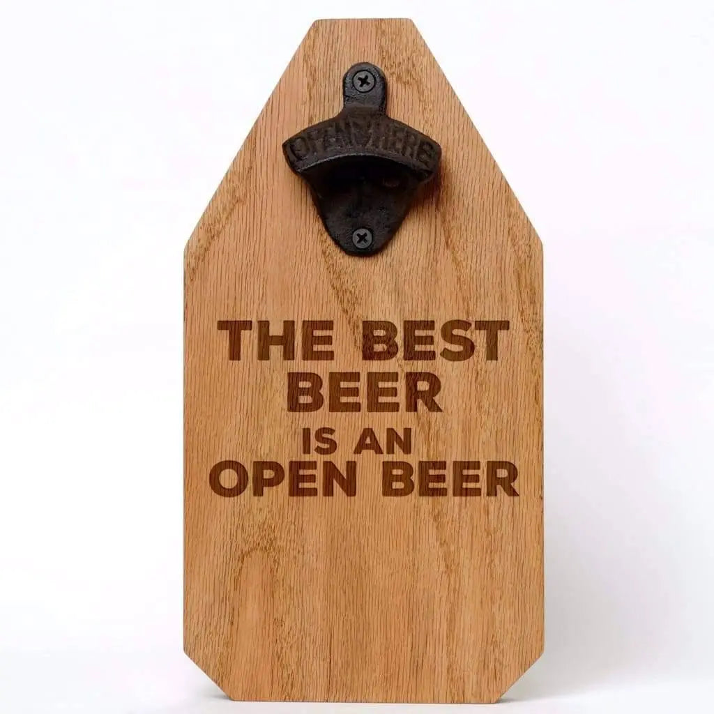 Beer Bottle Opener Sign - Rustic Wooden Decor - Unique Boyfriend Gift - "Best Beer Is An Open Beer" Joyful Moose