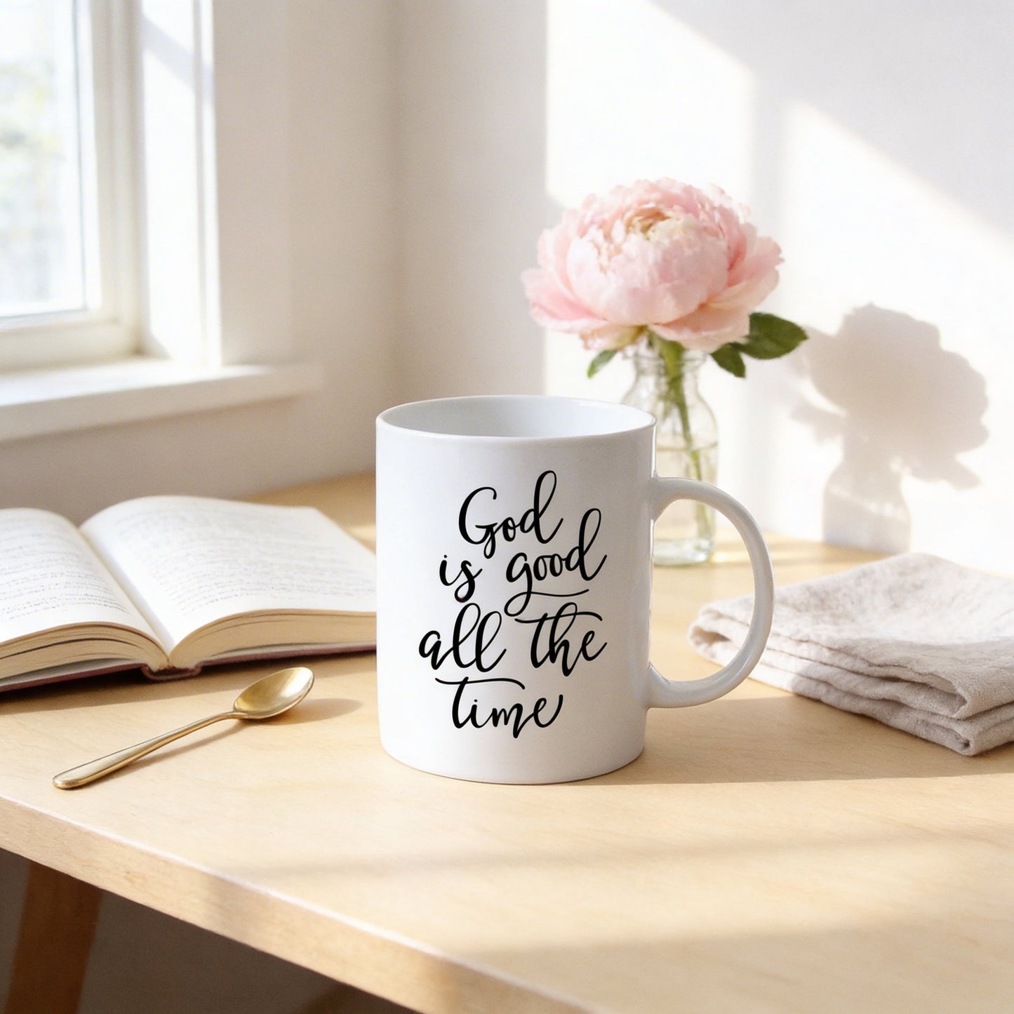Christian Coffee Mug – God Is Good Mug | Bible Verse Ceramic Cup, Dishwasher Safe Joyful Moose