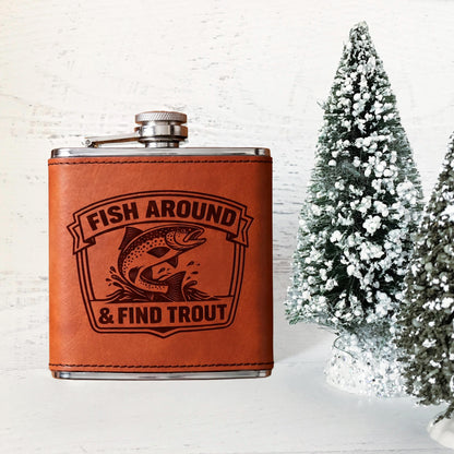Fishing Flask – Engraved Stainless Steel Hip Flask | Trout Fisherman Gift Joyful Moose