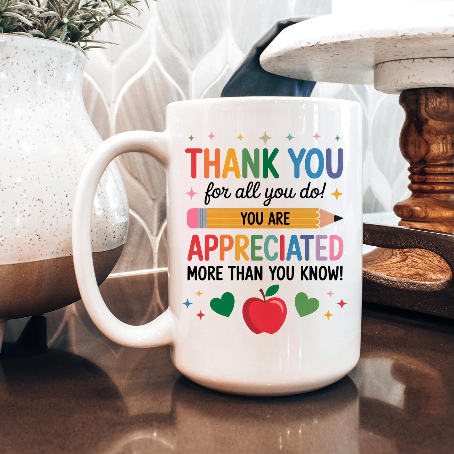Teacher Appreciation Mug - Colorful Ceramic Coffee Cup | Thank You Gift Joyful Moose