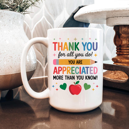 Teacher Appreciation Mug - Colorful Ceramic Coffee Cup | Thank You Gift Joyful Moose
