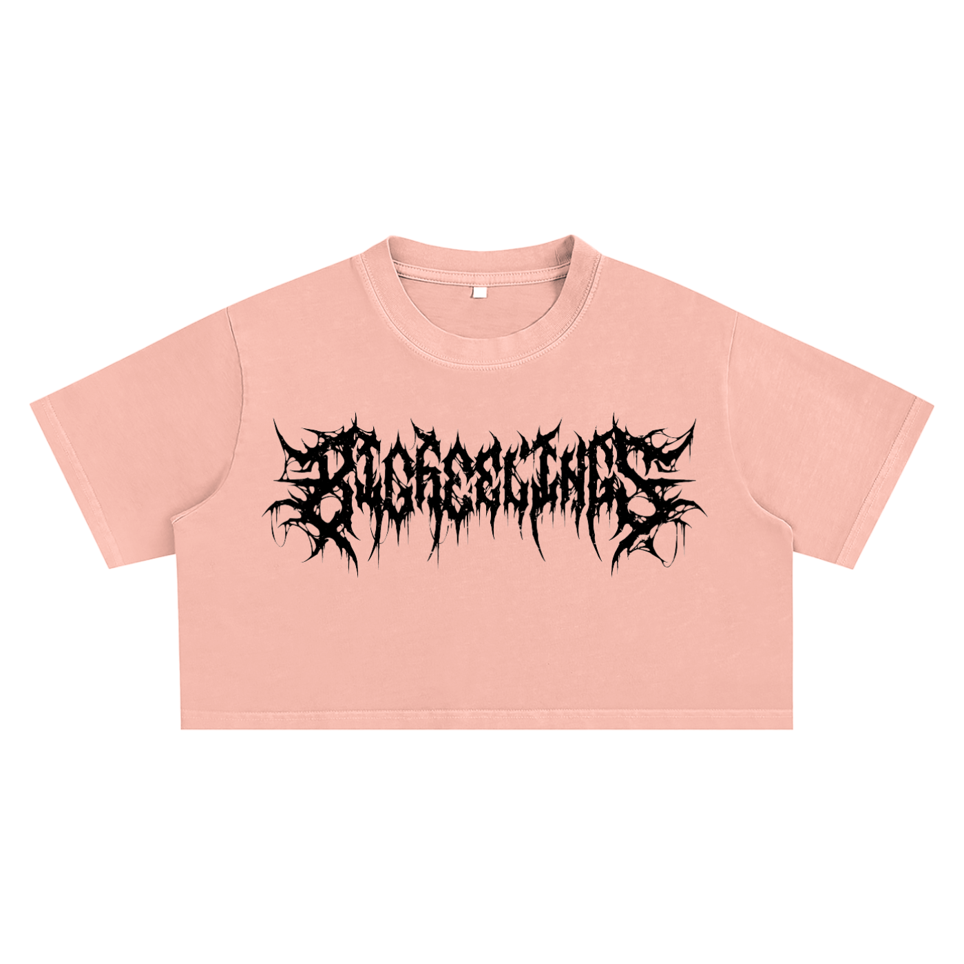 Big Feelings Metal Font Snow Washed Crop Top Goth Cloth Co.