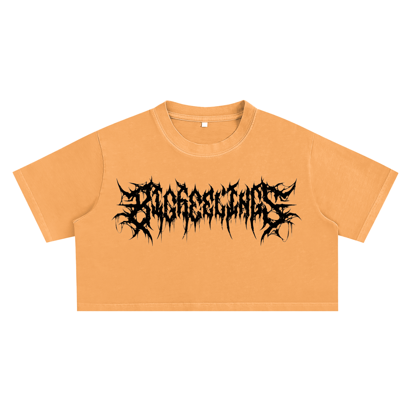 Big Feelings Metal Font Snow Washed Crop Top Goth Cloth Co.