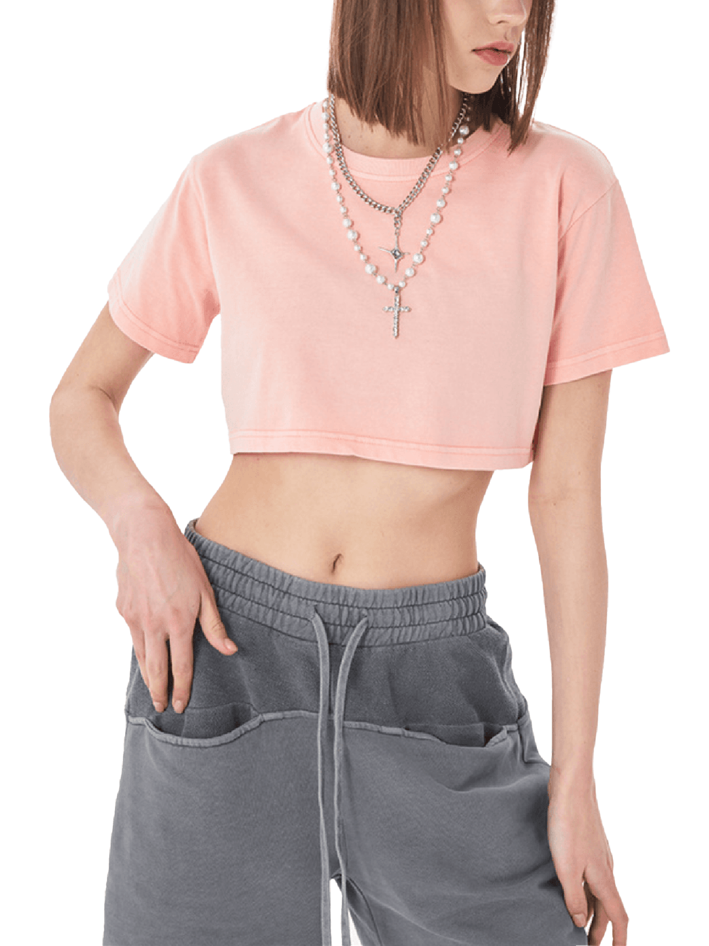 Big Feelings Metal Font Snow Washed Crop Top Goth Cloth Co.