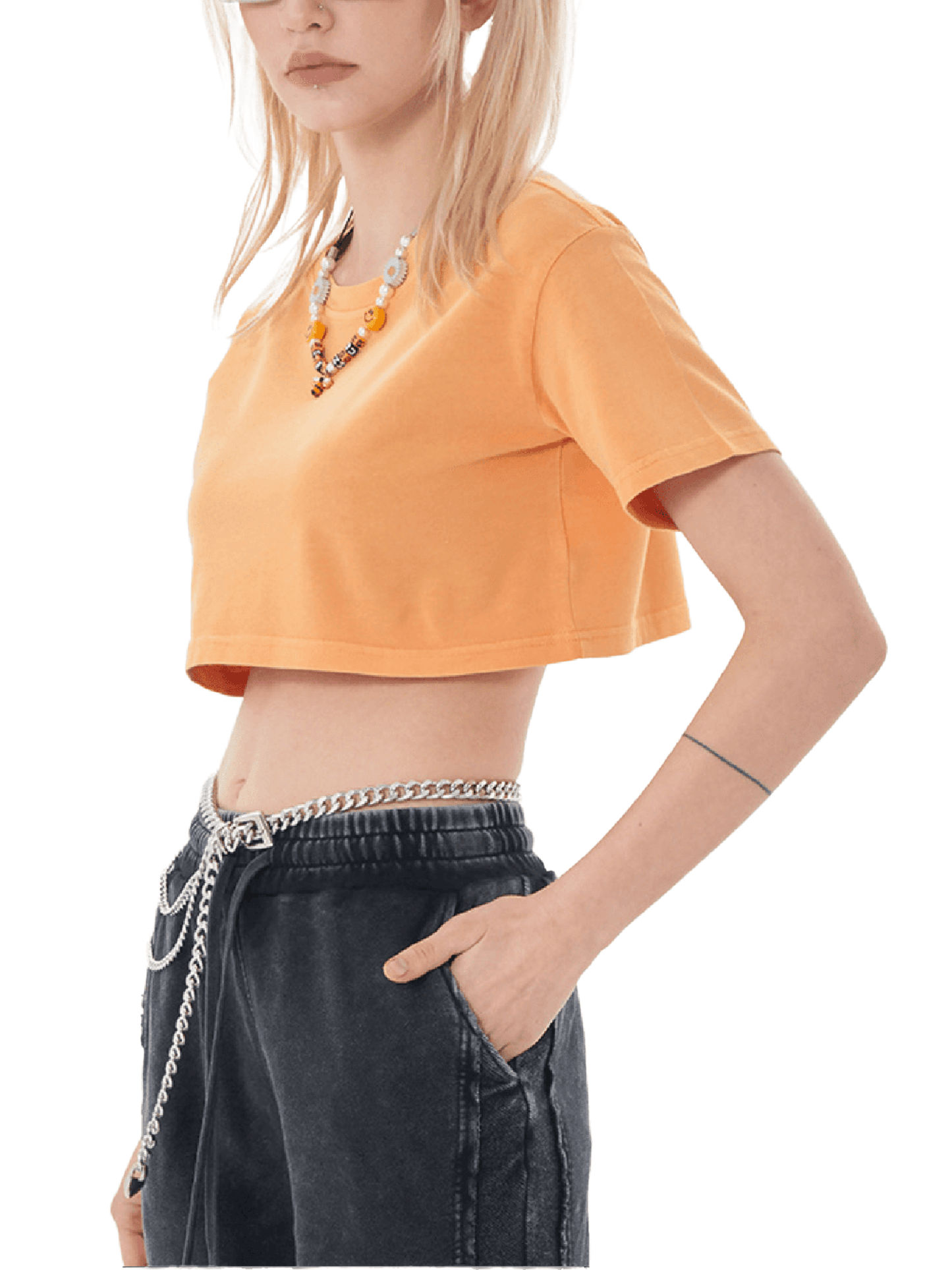 Big Feelings Metal Font Snow Washed Crop Top Goth Cloth Co.