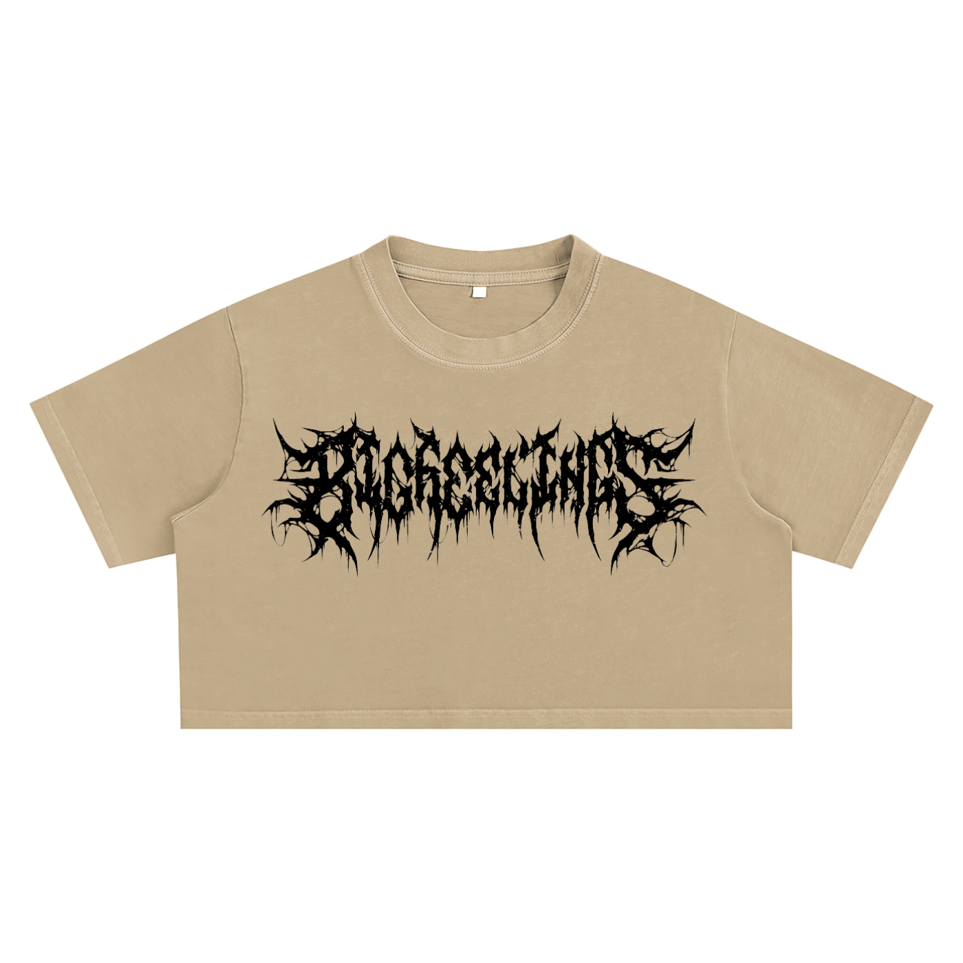 Big Feelings Metal Font Snow Washed Crop Top Goth Cloth Co.