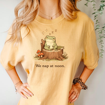 Whimsical Frog Shirt – Cute Frog Shirt With We Nap At Noon Tee, Cozy Cotton Joyful Moose