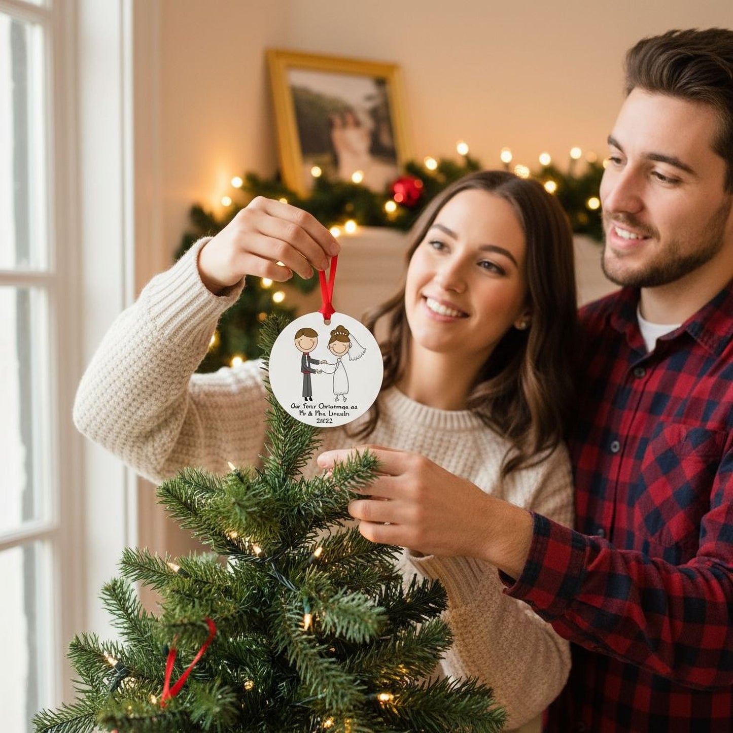 Personalized Wedding Ornament - Custom Wedding Keepsake | Newlywed Christmas Gift Joyful Moose