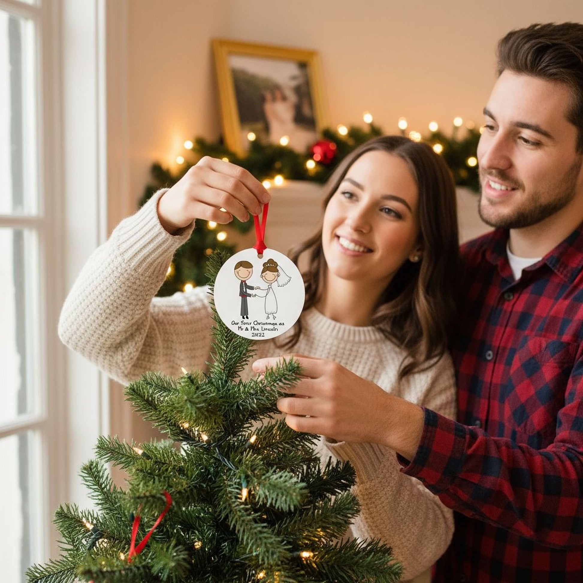 Personalized Wedding Ornament - Custom Wedding Keepsake | Newlywed Christmas Gift Joyful Moose