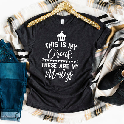 Funny Mom Shirt - Cute Mom Tee With Humorous Circus Monkeys Quote Joyful Moose