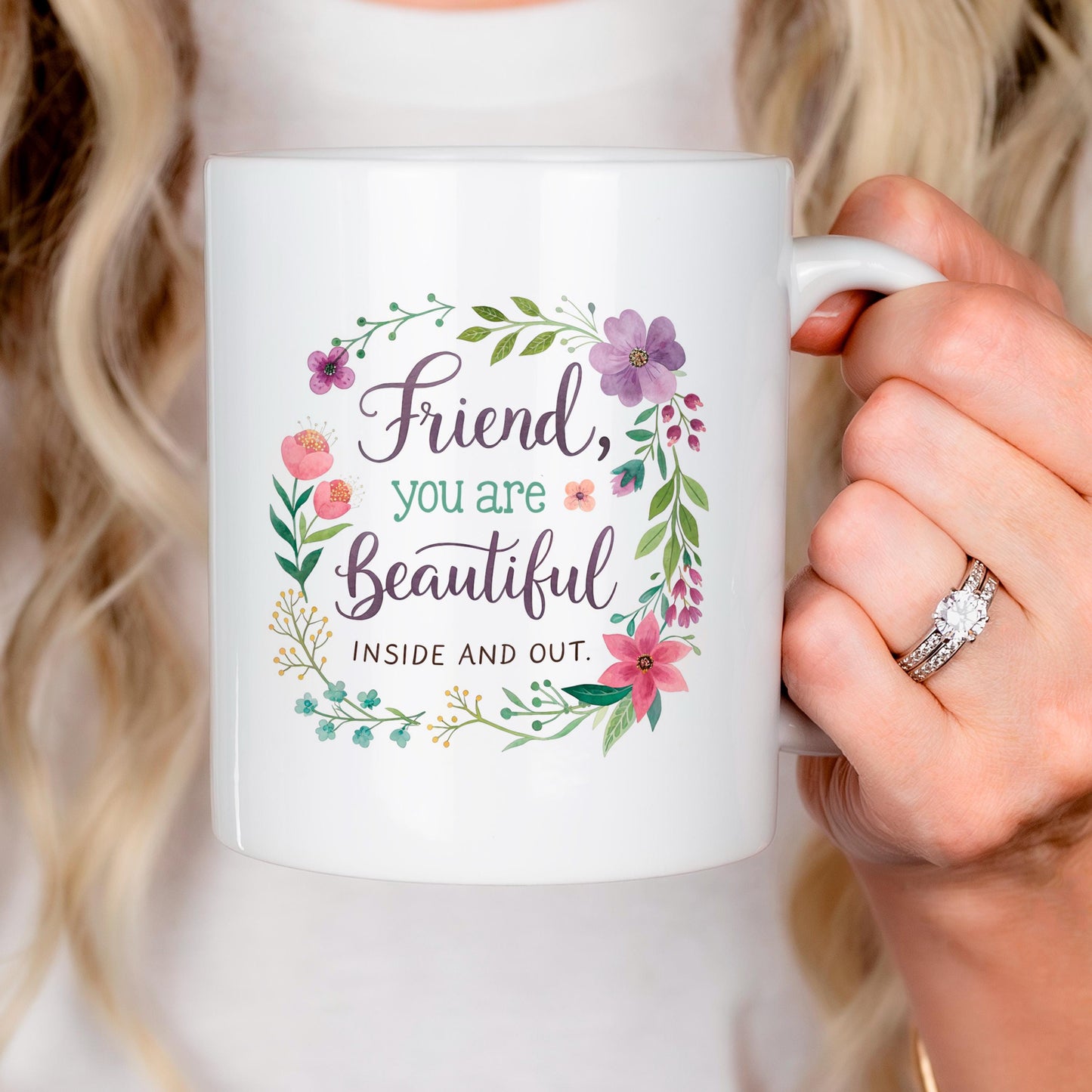 Inspirational Friend Mug – Floral Coffee Cup with Positive Affirmation for Her Joyful Moose