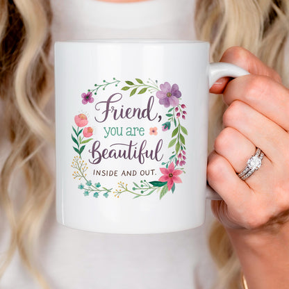 Inspirational Friend Mug – Floral Coffee Cup with Positive Affirmation for Her Joyful Moose
