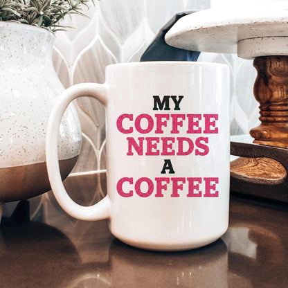 Funny Coffee Mug | Coffee Addict Gift - Glitter Style Ceramic Cup, Dishwasher Safe Joyful Moose