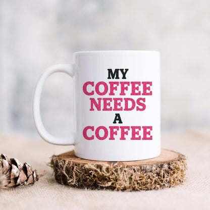 Funny Coffee Mug | Coffee Addict Gift - Glitter Style Ceramic Cup, Dishwasher Safe Joyful Moose