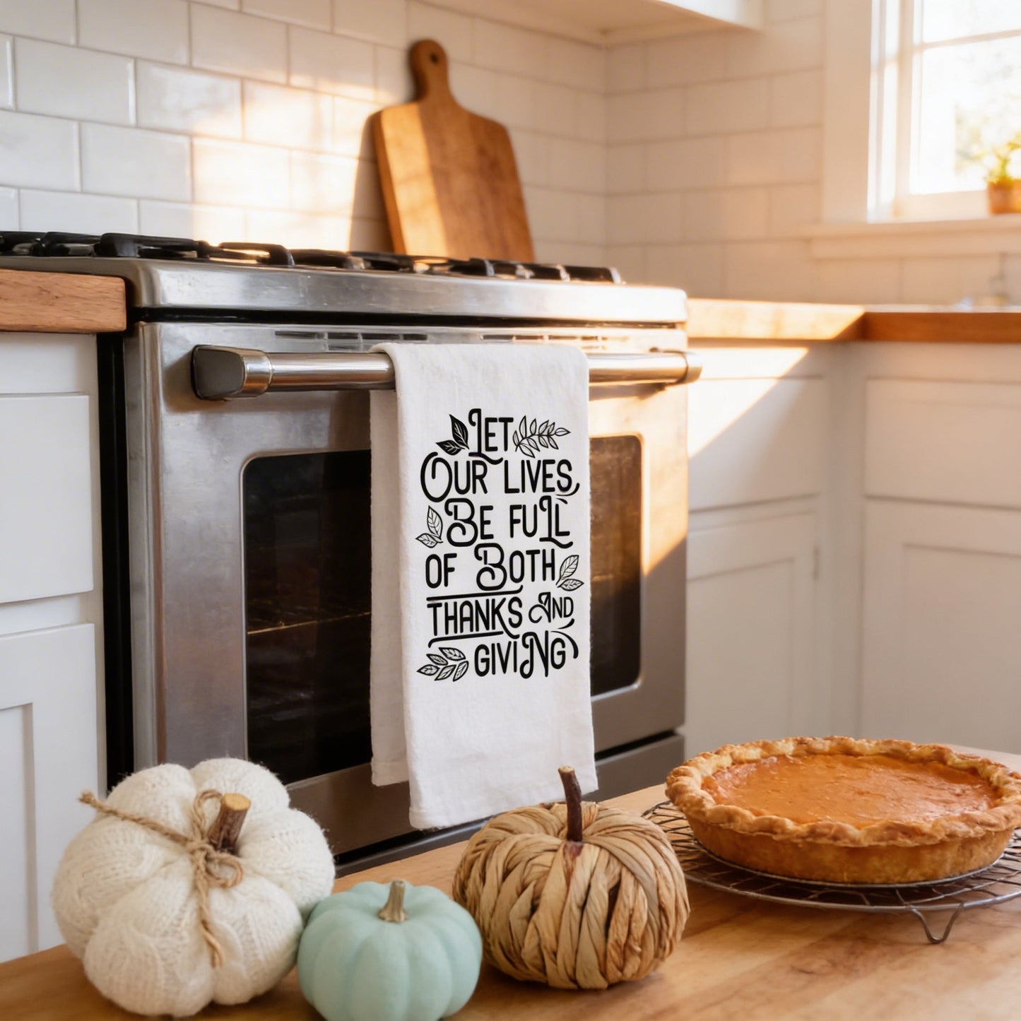 Thanksgiving Kitchen Towel, Hostess Gift, Housewarming Gift, Thanksgiving Kitchen Decor, Thankful Tea Towel, Fall Flour Sack Towel Joyful Moose