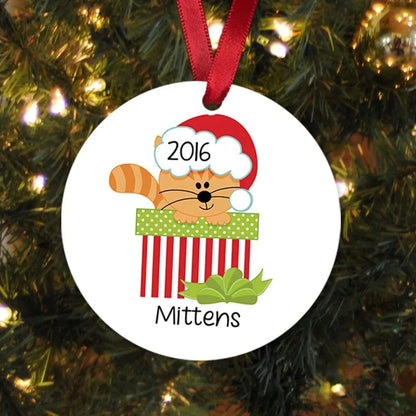 Cat Christmas Ornament - Personalized Christmas Ornament for Cat - Orange Tabby Cat Joyful Moose