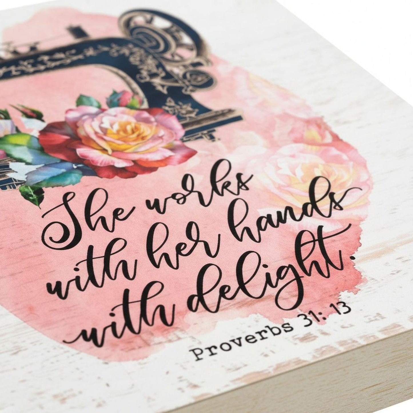 Proverbs 31 Wall Art - Sewing Machine Room Decor - Crafting Room Sign Joyful Moose