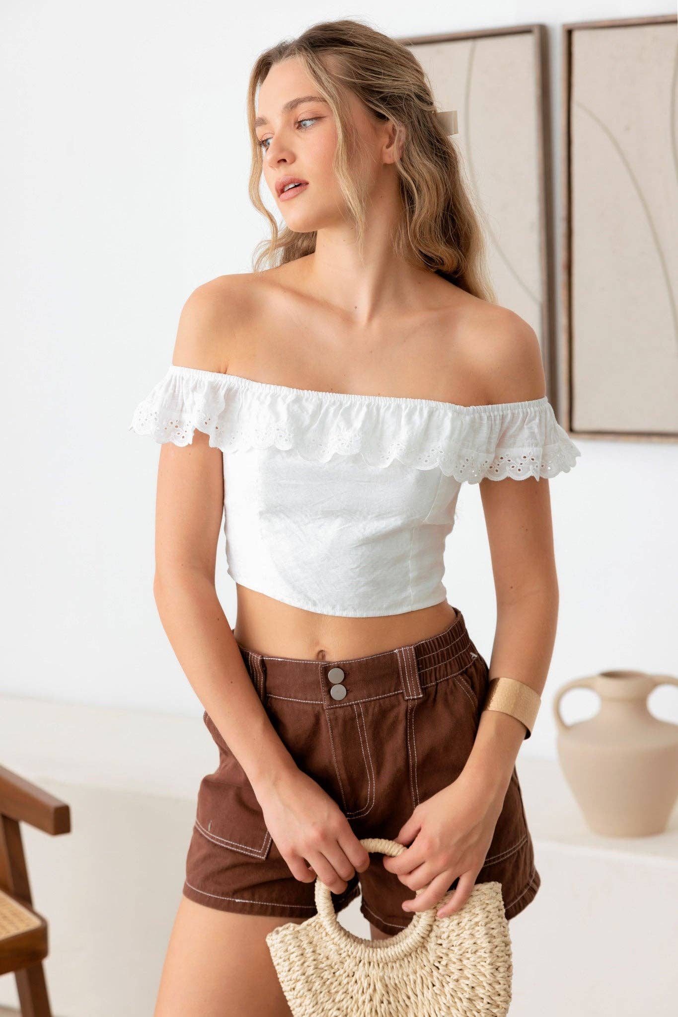 Liv Lace Trim Crop Top Wild Cactus Boutique