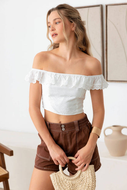 Liv Lace Trim Crop Top Wild Cactus Boutique