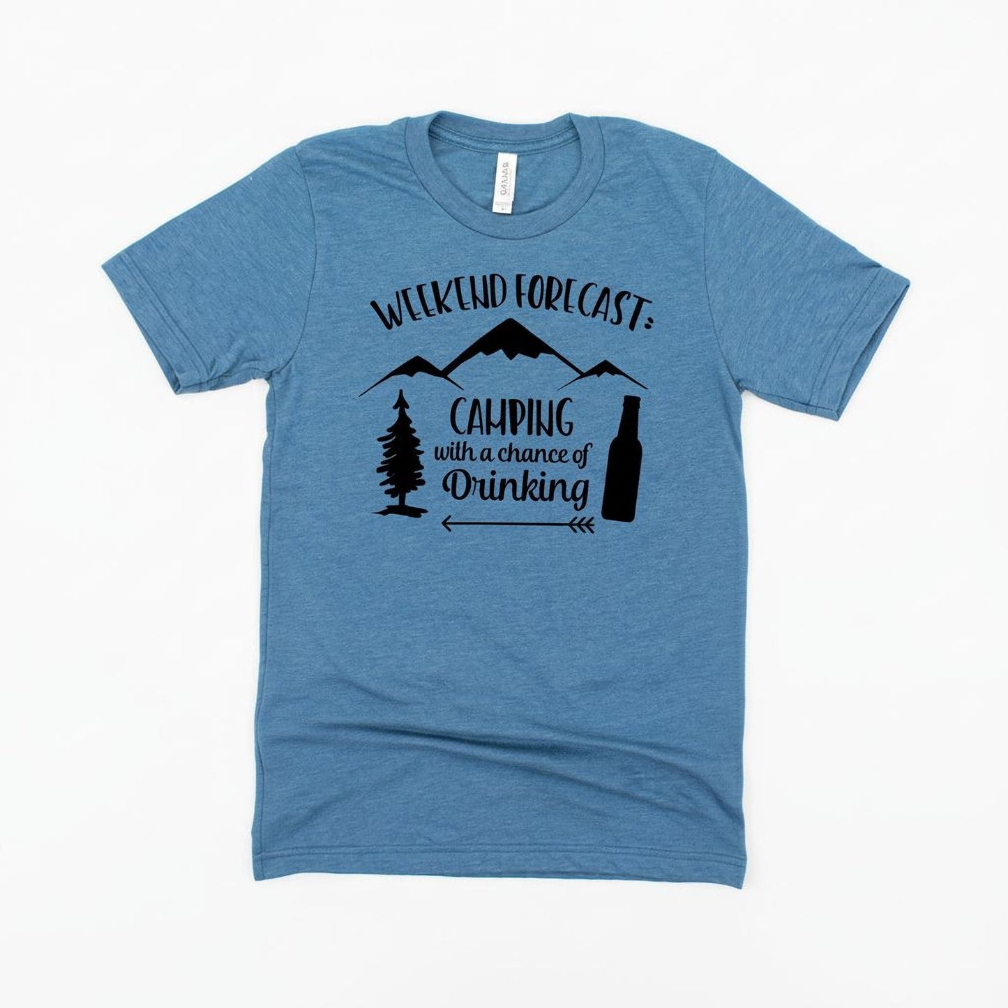 Camping Shirt Camp Beer Bottle Campfire T-shirt Weekend Forecast Camping with a Chance of Drinking Joyful Moose