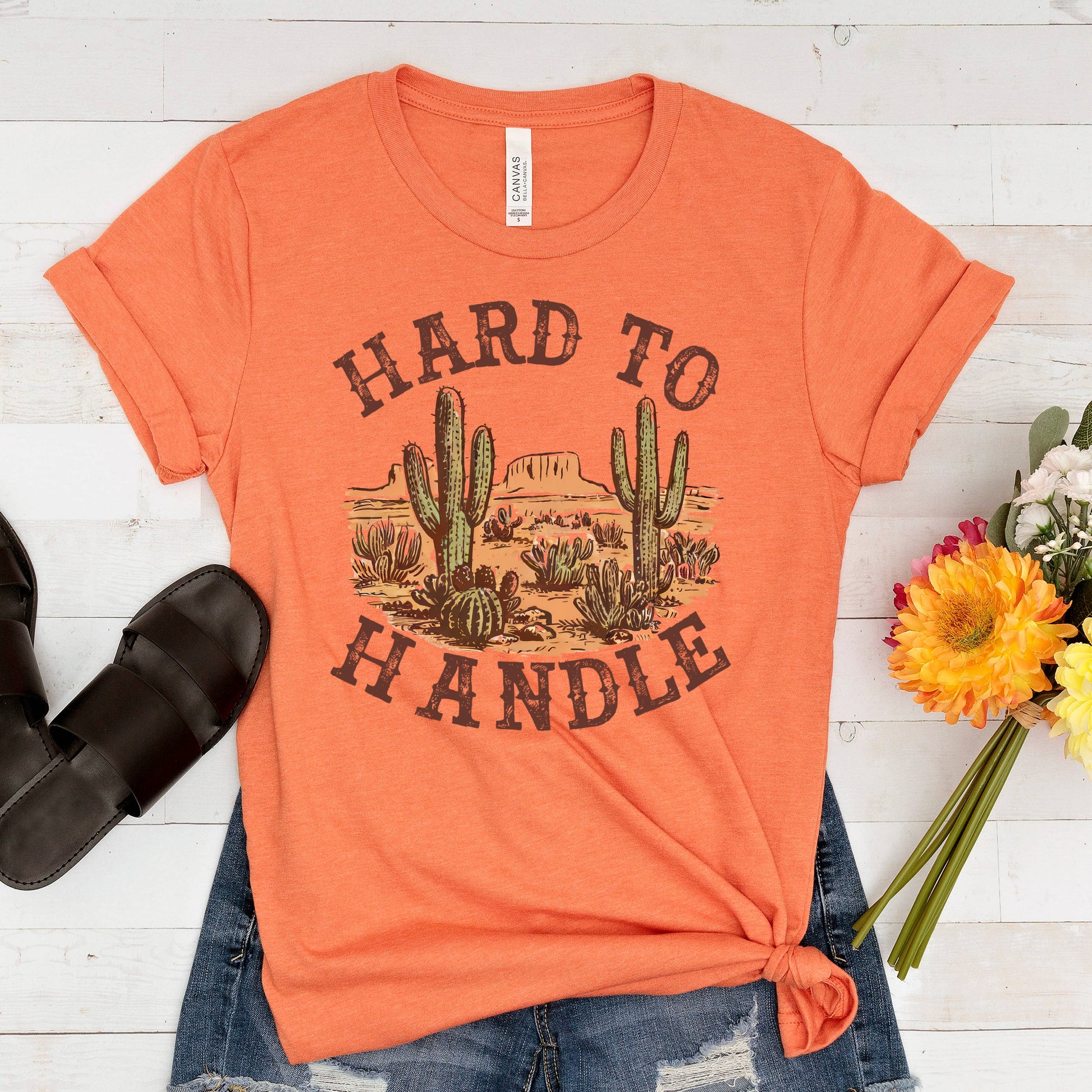 Graphic Tees Western - Hard to Handle Distressed Cactus Tee | Soft Cotton Joyful Moose