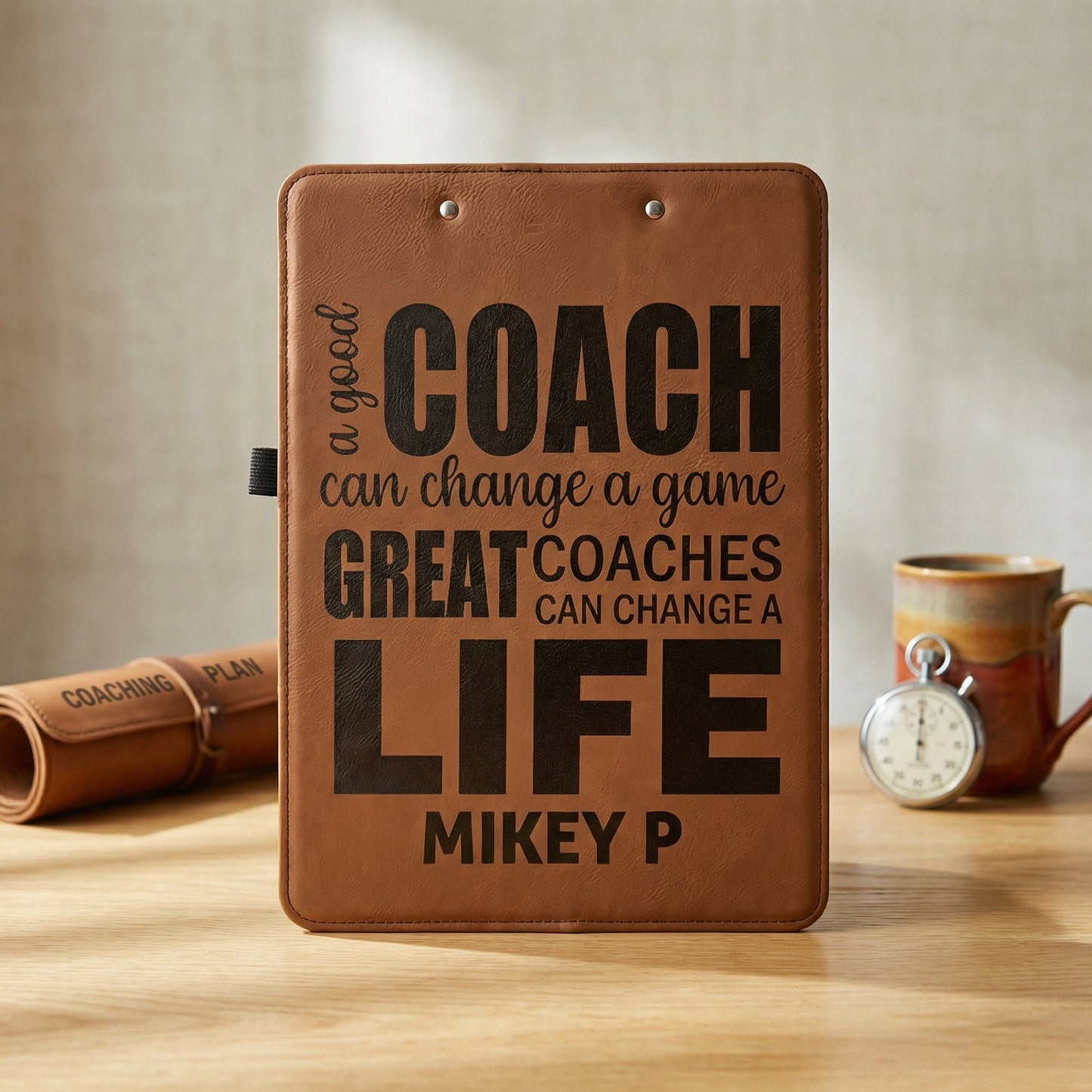 Custom Coach Clipboard - Leather Sports Clipboard | Personalized Coach Gift Joyful Moose