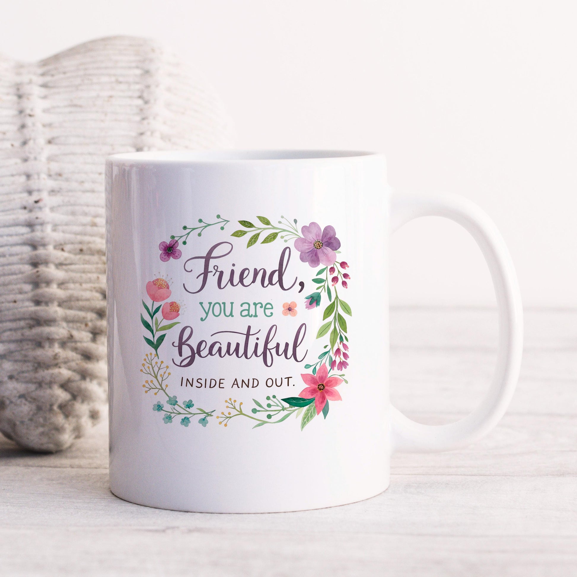 Inspirational Friend Mug – Floral Coffee Cup with Positive Affirmation for Her Joyful Moose