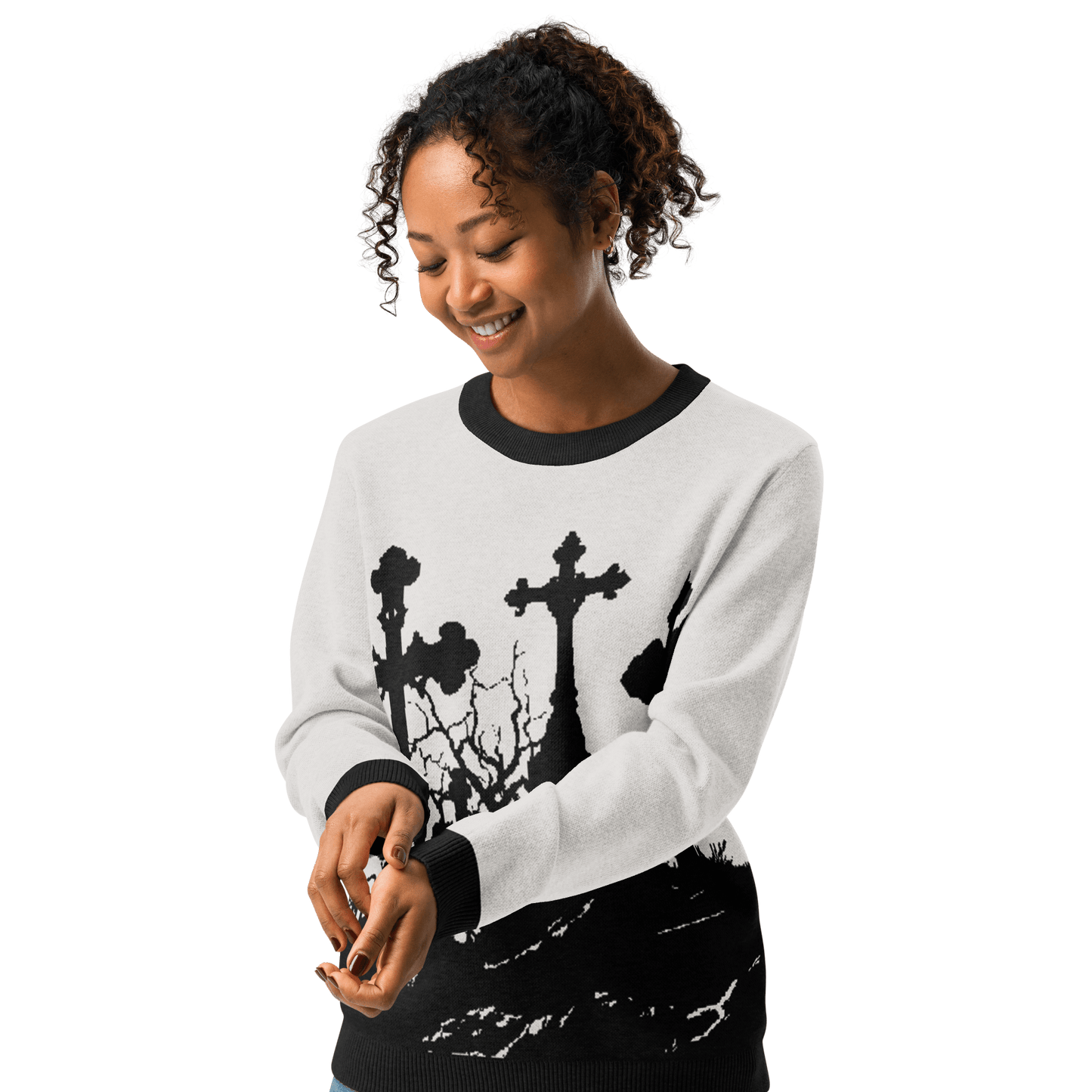 Cemetery Ash Knit Crew Neck Sweater Goth Cloth Co.