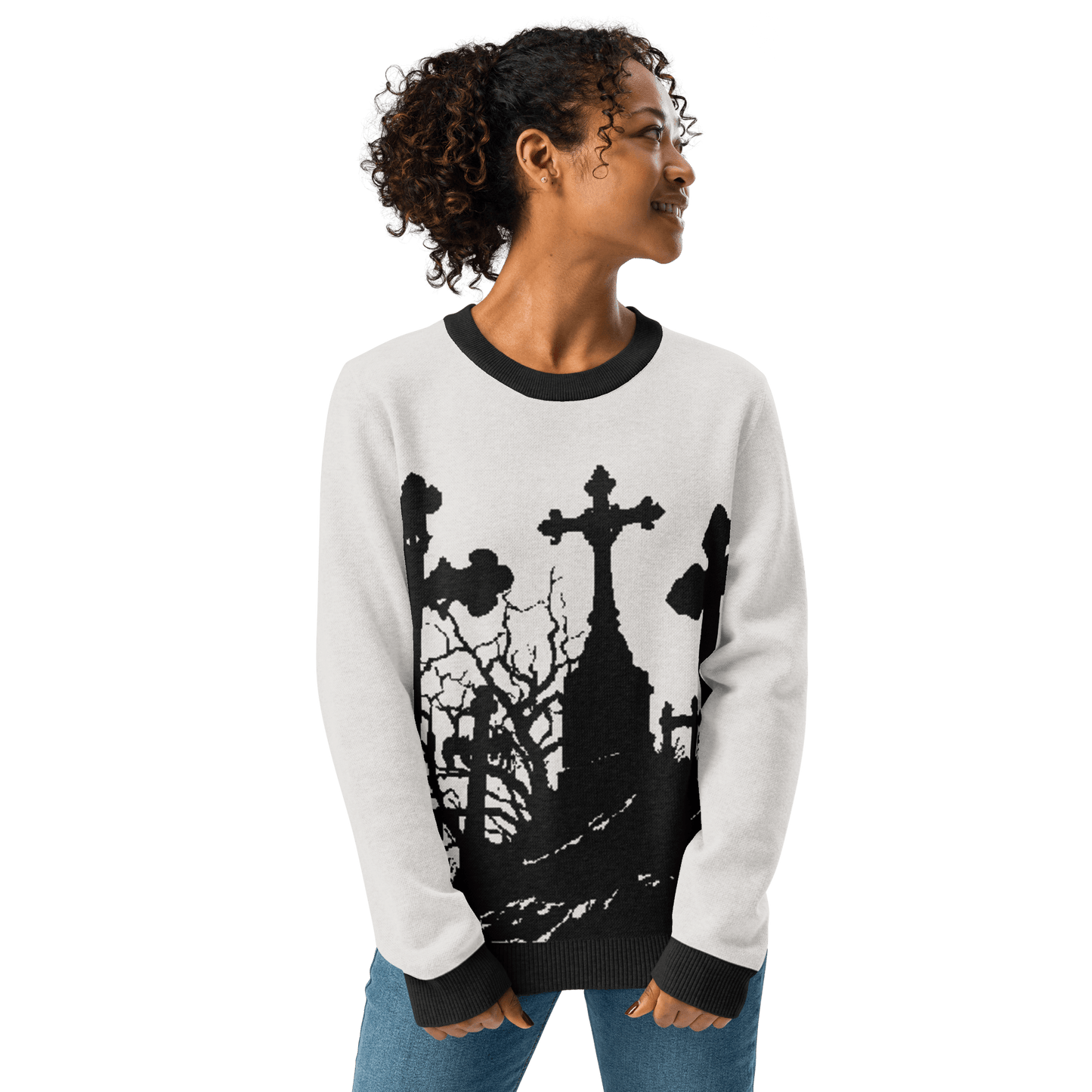 Cemetery Ash Knit Crew Neck Sweater Goth Cloth Co.