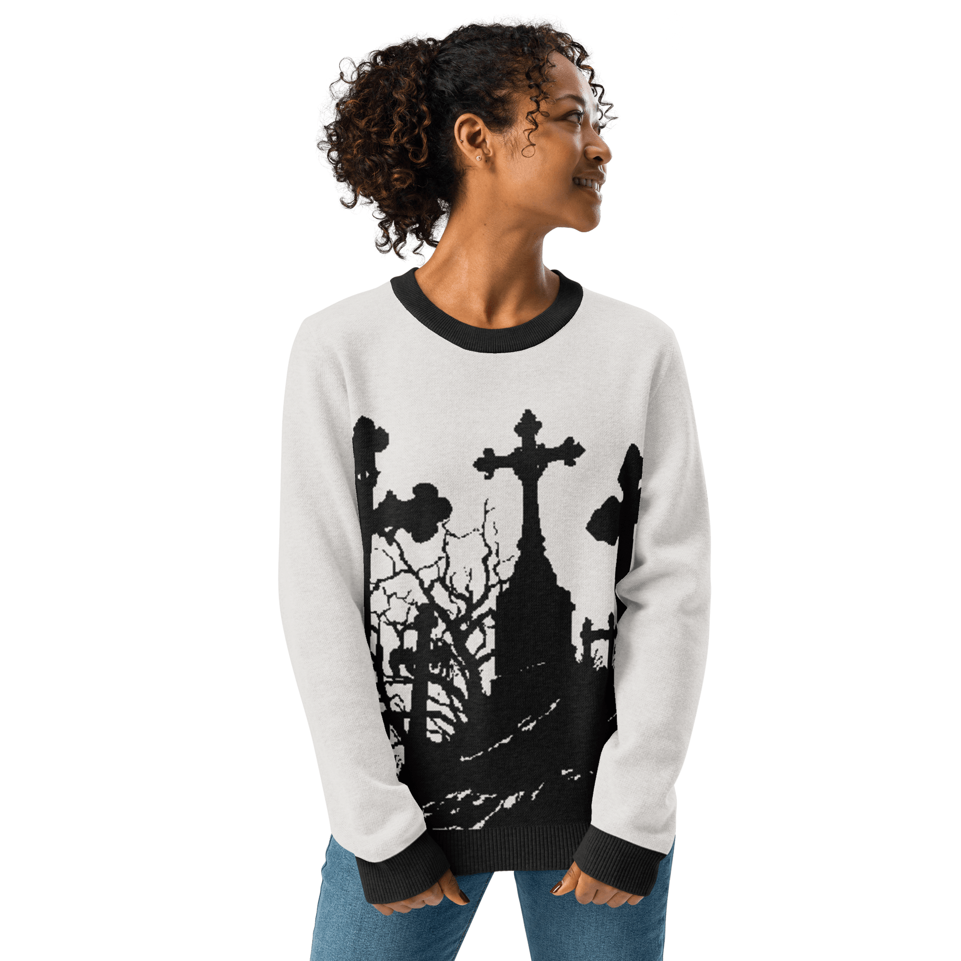 Cemetery Ash Knit Crew Neck Sweater Goth Cloth Co.