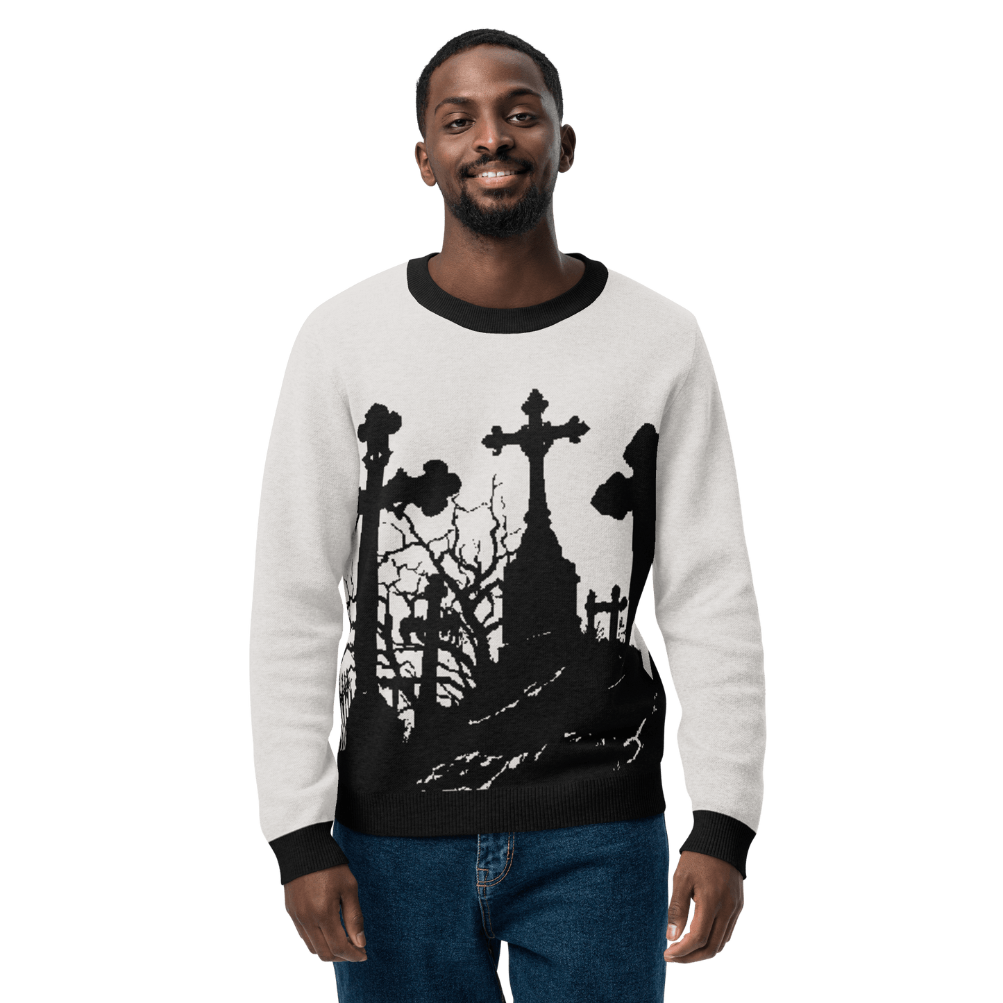 Cemetery Ash Knit Crew Neck Sweater Goth Cloth Co.