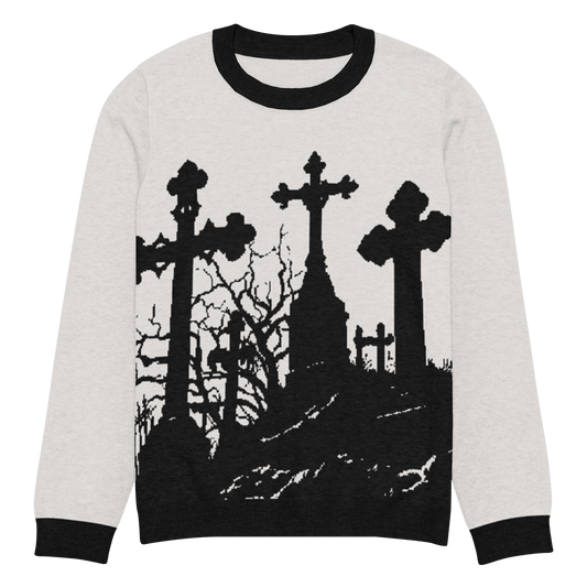 Cemetery Ash Knit Crew Neck Sweater Goth Cloth Co.