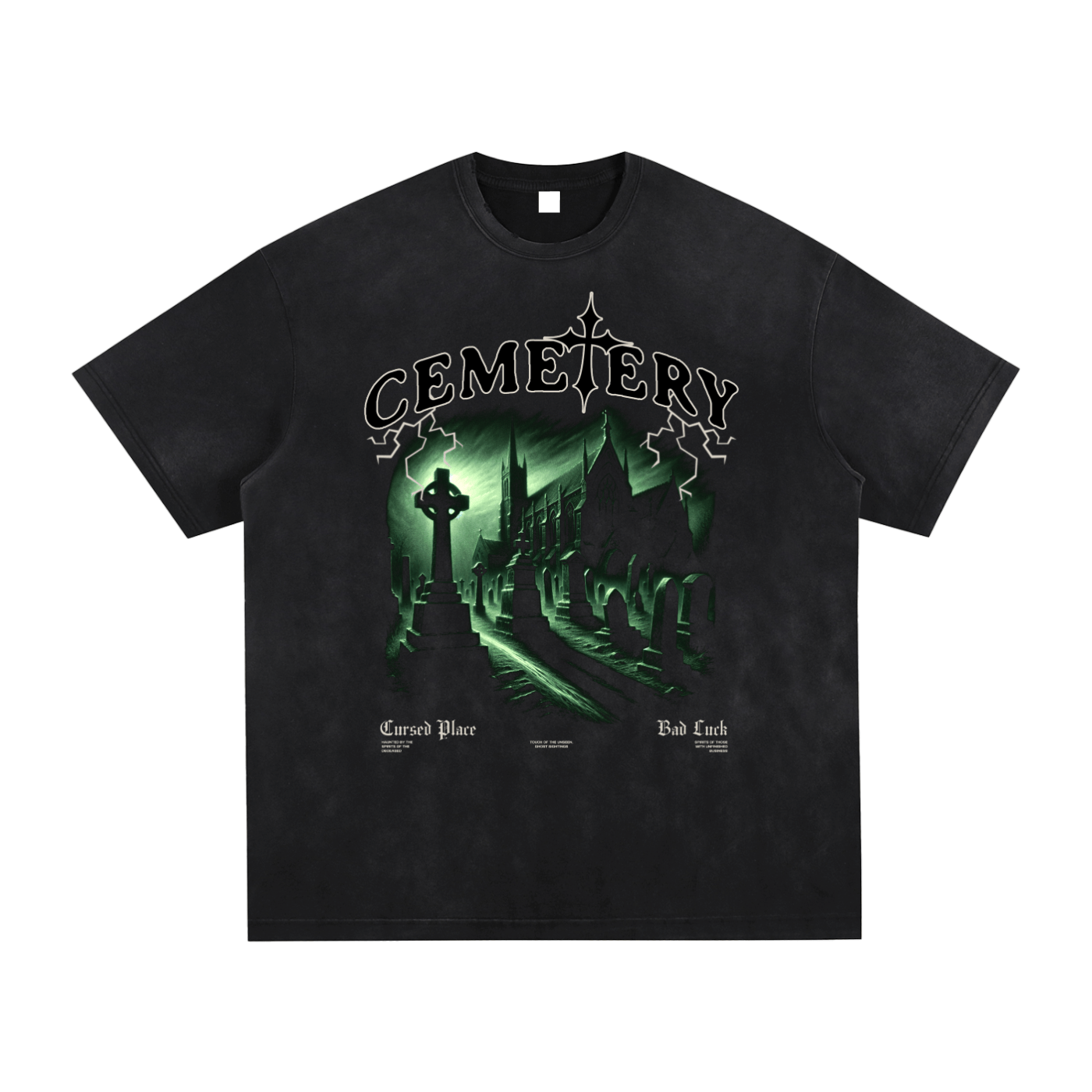 Cemetery Haunts Vintage Washed Hand-Frayed T-Shirt Goth Cloth Co.