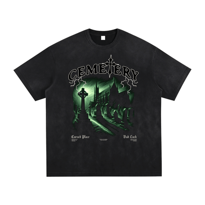 Cemetery Haunts Vintage Washed Hand-Frayed T-Shirt Goth Cloth Co.