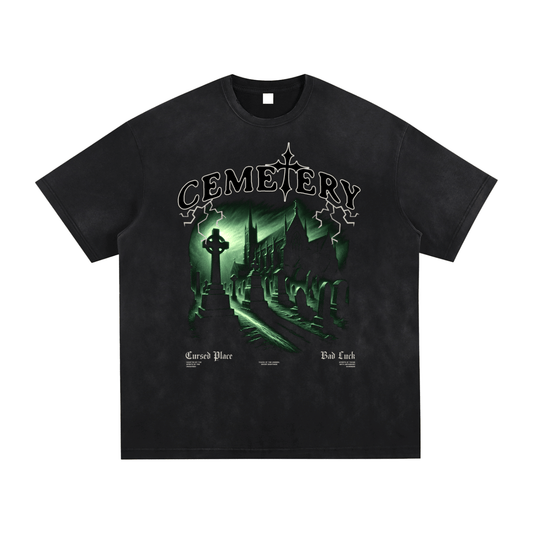 Cemetery Haunts Vintage Washed Hand-Frayed T-Shirt Goth Cloth Co.