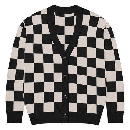 Checkers and Cream Knit Cardigan Goth Cloth Co.
