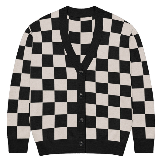 Checkers and Cream Knit Cardigan Goth Cloth Co.