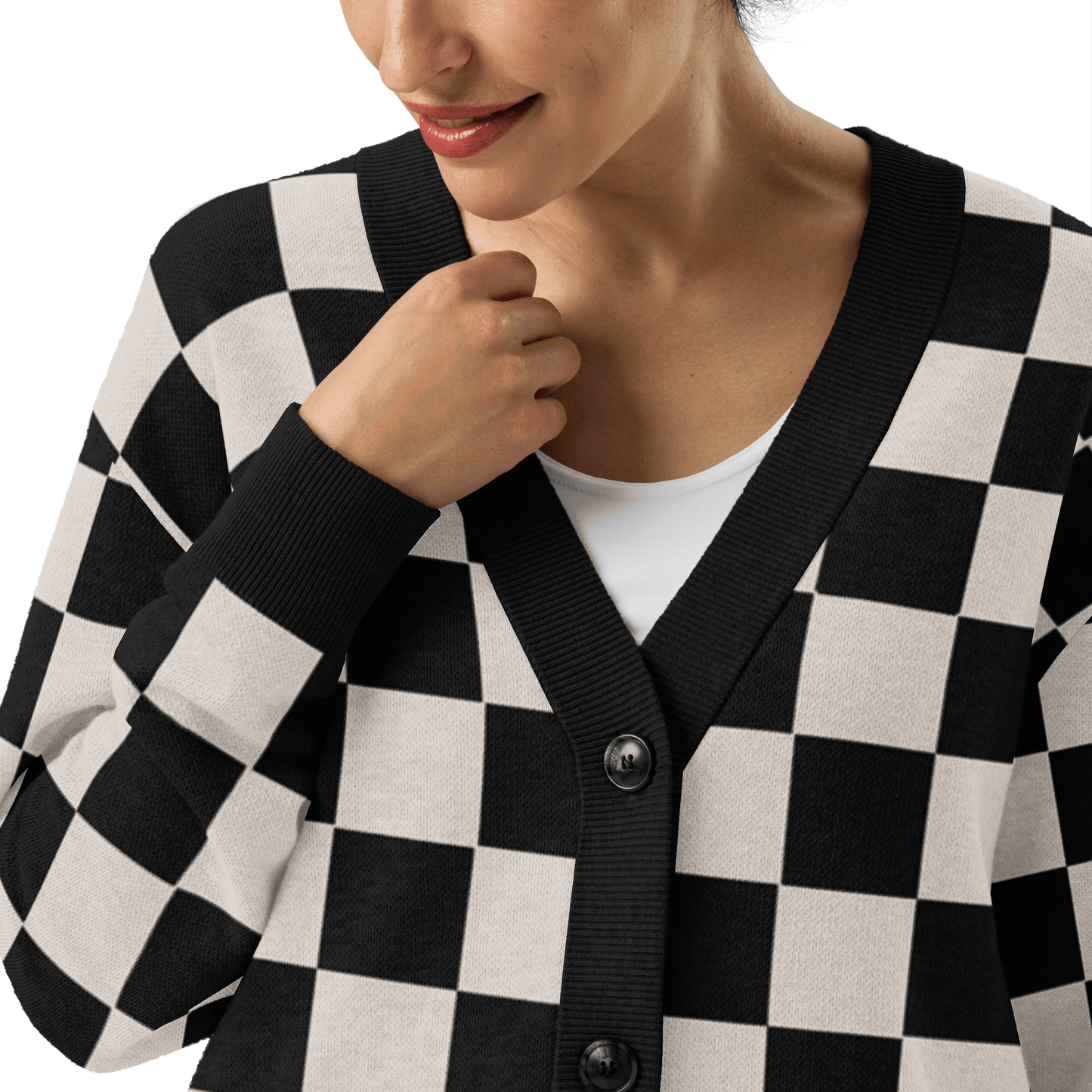 Checkers and Cream Knit Cardigan Goth Cloth Co.