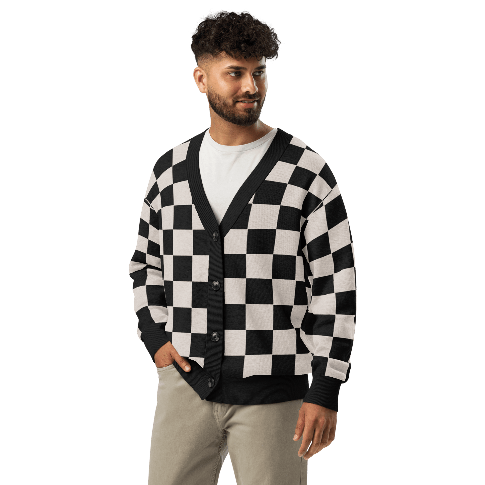 Checkers and Cream Knit Cardigan Goth Cloth Co.