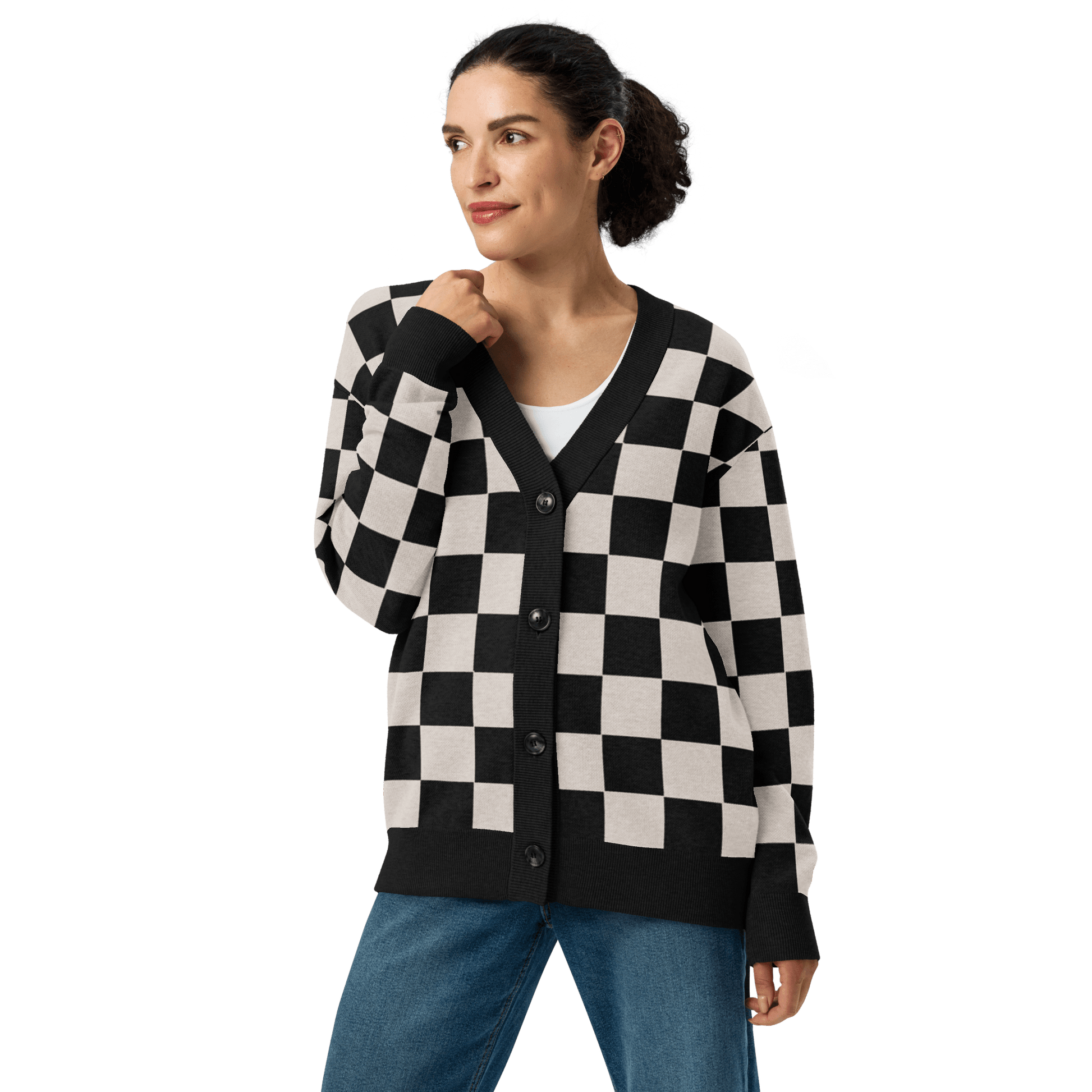 Checkers and Cream Knit Cardigan Goth Cloth Co.
