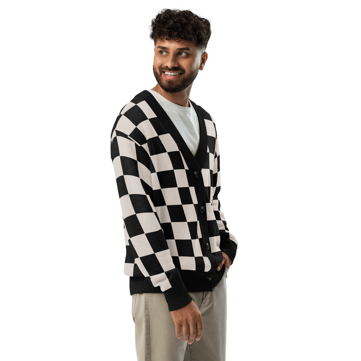 Checkers and Cream Knit Cardigan Goth Cloth Co.