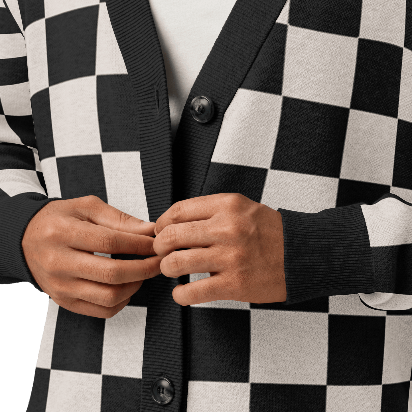 Checkers and Cream Knit Cardigan Goth Cloth Co.