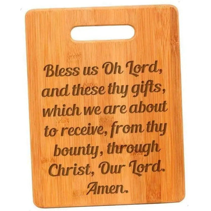 Christian Bamboo Cutting Board - Bless us oh Lord Joyful Moose