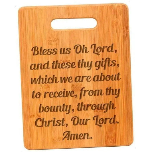 Christian Bamboo Cutting Board - Bless us oh Lord Joyful Moose