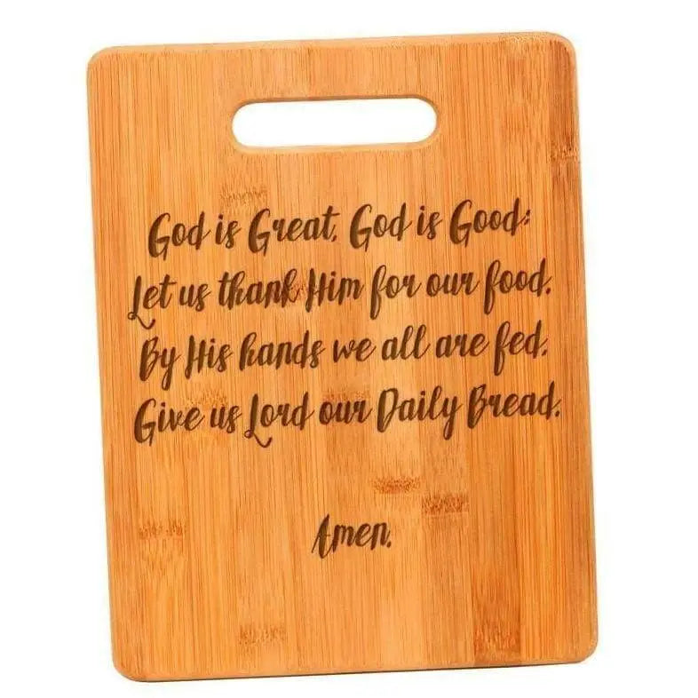 Christian Cutting Board - God is Great God is Good Prayer Bamboo Cutting Board - Mother's Day Gift Joyful Moose