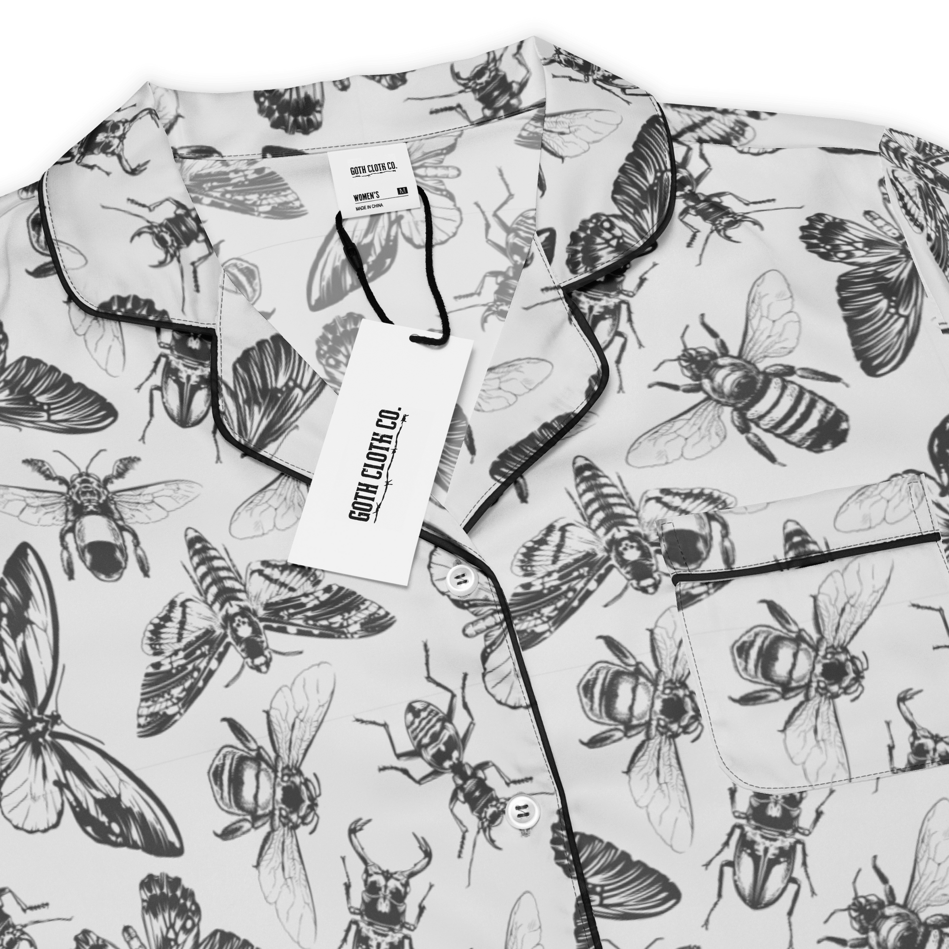 Crawly Couture Silky Pajama Top Goth Cloth Co.